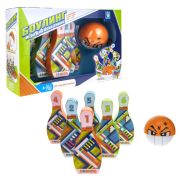 1toy боулинг  (плоские кегли 6 шт., шар с направляющим колесиком, 14 см)