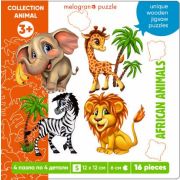 Collection ANIMALS.-S Африка.4 пазла по 4 детали.16 деталей.Размер 12 х 12. Ср. р-р детали 6 см 3+