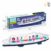 1toy Движок Корабль прозрач. с механизмом на батарейках, свет, звук (коробка)