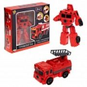 1toy Тракботы робот-трансформер Пожарный автоподъемник, 10 см, коробка с окном