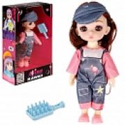 Alisa Kawaii mini. Кукла 15,2 см с расчёской, с длин. тёмн. вол. в син. кеп., в кор. 12х20х5,5 см