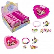 1TOY наб.украш.«Sweet heart Bijou» в светло-розовой шкатулке колечко, браслет, заколочка, 2 резинки,13*11,5см, 12 шт. в д/б.27*25*12,5см