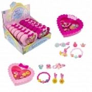 1TOY наб.украш.«Sweet heart Bijou» в ярко-розовой шкатулке 2 колечка, браслет, 2 заколочки, 2 резинки, 13*11,5см, 12 шт. в д/б.27*25*12,5см