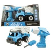 1toy Сити-сервис мусоровоз на р/у (18 см, 2,4ГГц, разборный, в компл. Шуруповерт (пульт управления) на батарейках, отвертка, коробка)
