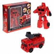 1toy Тракботы робот-трансформер Пожарная автолестница, 10 см, коробка с окном
