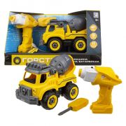 1toy Горстрой бетономешалка с двигателем (18 см, разборный, в компл. шуруповерт на батарейках, отвертка, коробка)