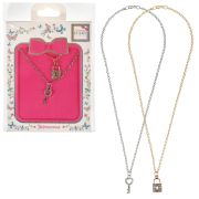 Lukky Fashion наб.из парных серебр.и золот.цепочек с подвесками Ключик и замочек со стразами, конверт