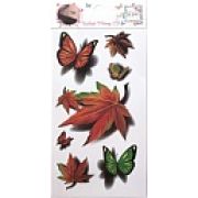 LUKKY FASHION набор тату 3D, бабочки, листья, 1 вид, 9х18см