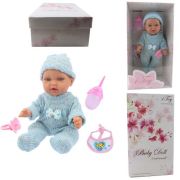 1toy PREMIUM функц.пласт.пупс 28 см в вязан.комбинез.,шап.,соска,бут.,трусики,слюнявч.к,звук плача,гул.,смех,мама-папа,наж.на живот,на бат.(вкл.),Прем