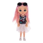 1TOY ALISA GLOW GIRL Кукла с яркими волосами, очками, гнущ. коленями, 15 см, в белой юбке