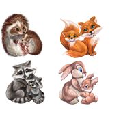 Collection ANIMALS. Лес. 4 пазла по 4 детали. 16 деталей. Размер 15 х 15.см. Средний размер детали 7,5 см