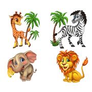 Collection ANIMALS.Африка.4 пазла по 4 детали.16 деталей.Размер 15 х 15. Средний. размер детали 7,5 см 3+