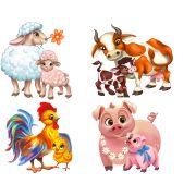 Collection ANIMALS.Ферма. 4 пазла по 4 детали. 16 деталей. Размер 15 х 15. Средний размер детали 7,5 см