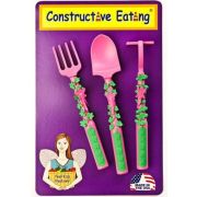Набор из трех столовых приборов Constructive Eating.Серия Волшебный сад 82000 розовый