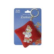 FIFA-2018 плюш.брелок-подушечка с термопринтом Zabivaka Standard 6х6 см на карте 9х12 см