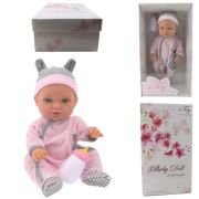 1toy PREMIUM функц.пласт.пупс 33 см в хлопковом комбинезоне и шапочке,бутылочка,звук плача,гуления, смеха,мама-папа,наж.на живот,на бат.(вкл.),Премиум