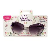 Lukky Fashion Солнцезащитные очки с декором из страз 2х цв.и метал.аксес.д.подростков и взрослых,без оправы,фантазийная форма стекол,цв.стекол 