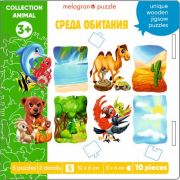 Collection ANIMALS. Среда обитания. 5 животных. Каждый пазл из 2 х деталей. Размер одной карточки 10 х 6  размер 1 детали 5 х 6 см. Всего 10 пазлов