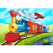 Collection TRANSPORT.Паровозик детский. 18 деталей. Размер 28,7 х 20см. Средний размер детали 10см